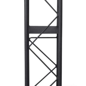 Displays2go Black Aluminum and Steel Truss Lectern with Curved Design and Built-in Shelf, 47-Inch Tall, Textured Finish (LCTTACBK)