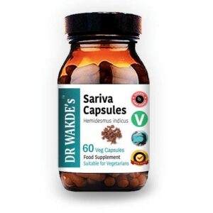 dr wakde's sariva capsules (anantomoola | hemidesmus indicus) | 60 veg caps | ayurvedic supplement | vegan | 100% herbal | quantity discounts | same day dispatch