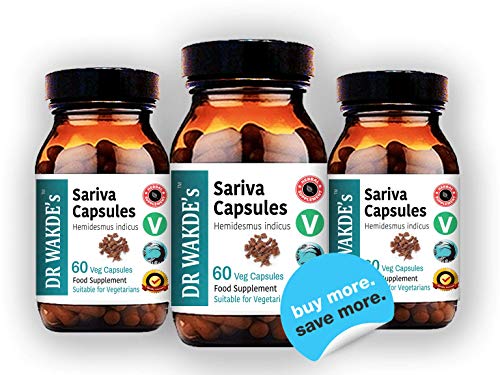 DR WAKDE'S Sariva Capsules (Anantomoola | Hemidesmus indicus) | 60 Veg Caps | Ayurvedic Supplement | Vegan | 100% Herbal | Quantity Discounts | Same Day Dispatch