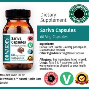 DR WAKDE'S Sariva Capsules (Anantomoola | Hemidesmus indicus) | 60 Veg Caps | Ayurvedic Supplement | Vegan | 100% Herbal | Quantity Discounts | Same Day Dispatch