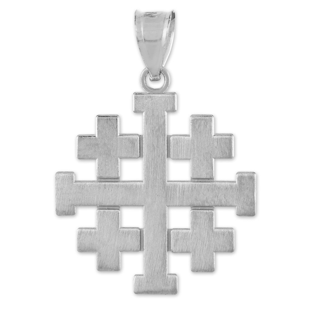 Religious Jewelry Matte Finish 925 Sterling Silver Crusaders Jerusalem Cross Pendant