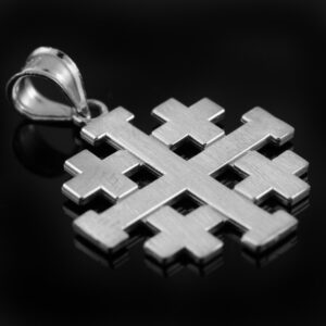 Religious Jewelry Matte Finish 925 Sterling Silver Crusaders Jerusalem Cross Pendant