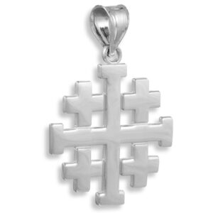 Masonic Jewelry (Freemason) Polished 10k White Gold Templar Crusaders Jerusalem Cross Pendant