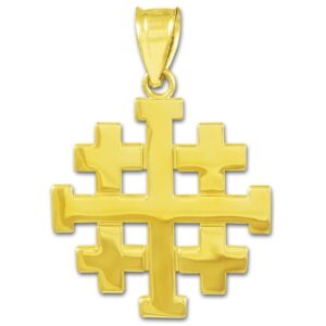 14k Gold Templar Crusaders Jerusalem Cross Pendant