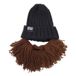 Beard Head Barbarian Vagabond Beanie - Original Handmade Knit Hat and Removable Brown Beard