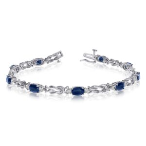 direct-jewelry 14k white gold natural sapphire and diamond tennis bracelet (7 inch length)