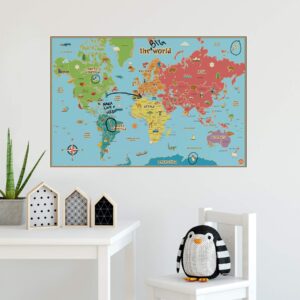 Wall Pops WallPops WPE0624: Kids World Dry Erase Map Decal