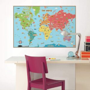 Wall Pops WallPops WPE0624: Kids World Dry Erase Map Decal