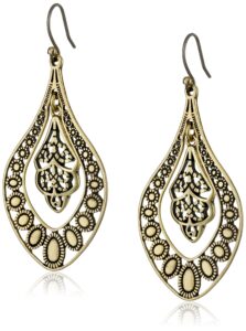 lucky brand gold filigree oblong earrings