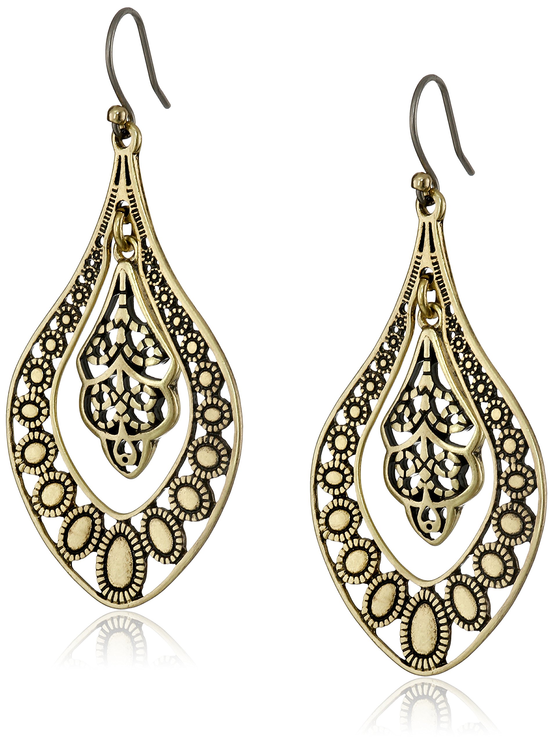 Lucky Brand Gold Filigree Oblong Earrings