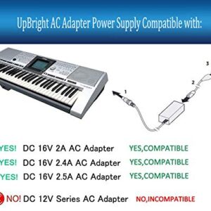 UpBright 16V AC/DC Adapter Compatible with Yamaha PA-300 PA-301 PA-300B PA-300C P-120 S Pro P-120S Motif-Rack ES XS Synthesizer PSR PSR-S PSRS Keyboard Piano PSR-1000 PSR-S500 16VDC 2.4A Power Supply