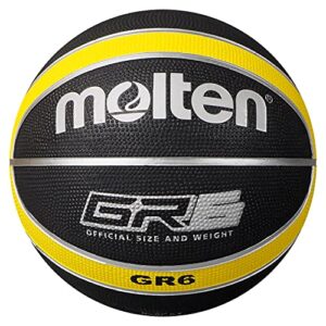 molten official black/yellow rubber basketball - size 6