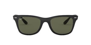 ray-ban rb4195 wayfarer liteforce square sunglasses, matte black/polarized green, 52 mm