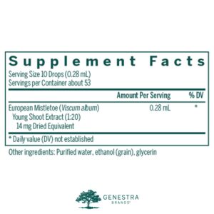 Genestra Brands European Mistletoe Young Shoot | Herbal Supplement | 0.5 fl. oz.