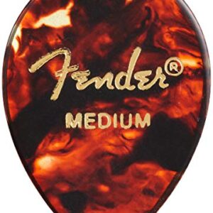 Fender Classic Celluloid Guitar Picks 354 Shape, Tortoise Shell, Medium, 12-Pack