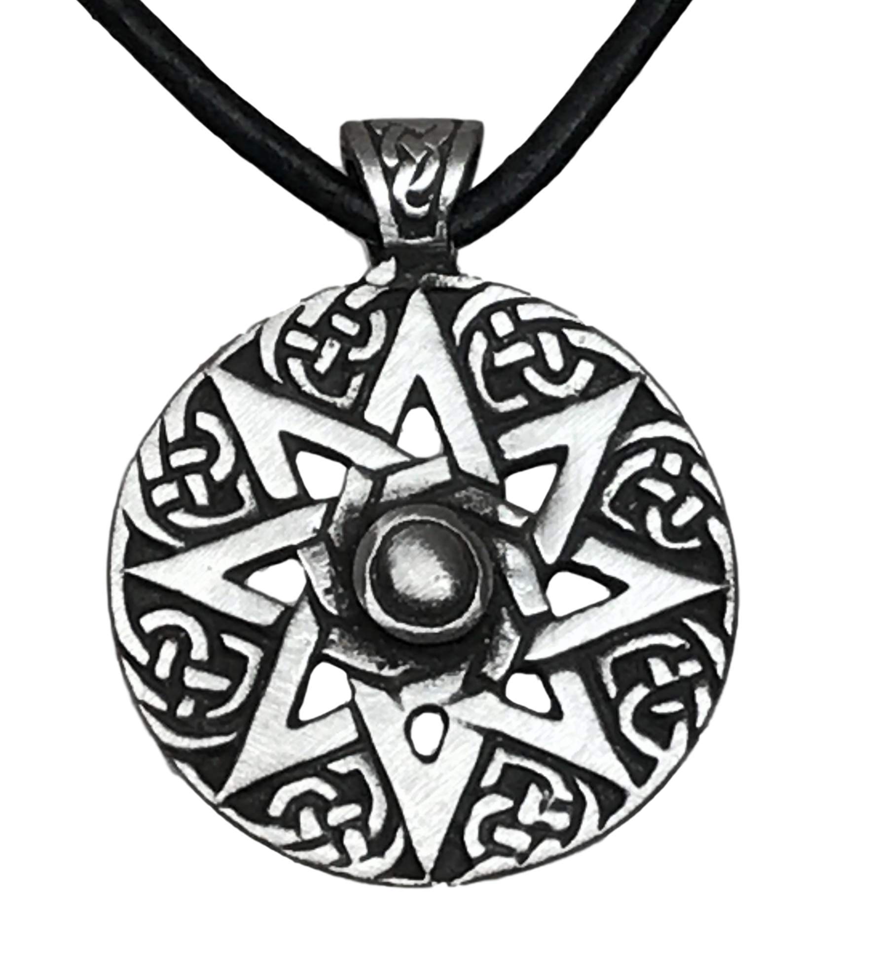 Trilogy Jewelry Pewter Wheel of Life Octagram Yoga Buddha Pagan Pendant on Leather Necklace