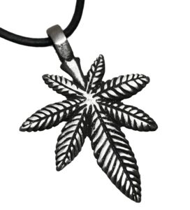 trilogy jewelry pewter medical marijuana pot leaf pendant on leather necklace