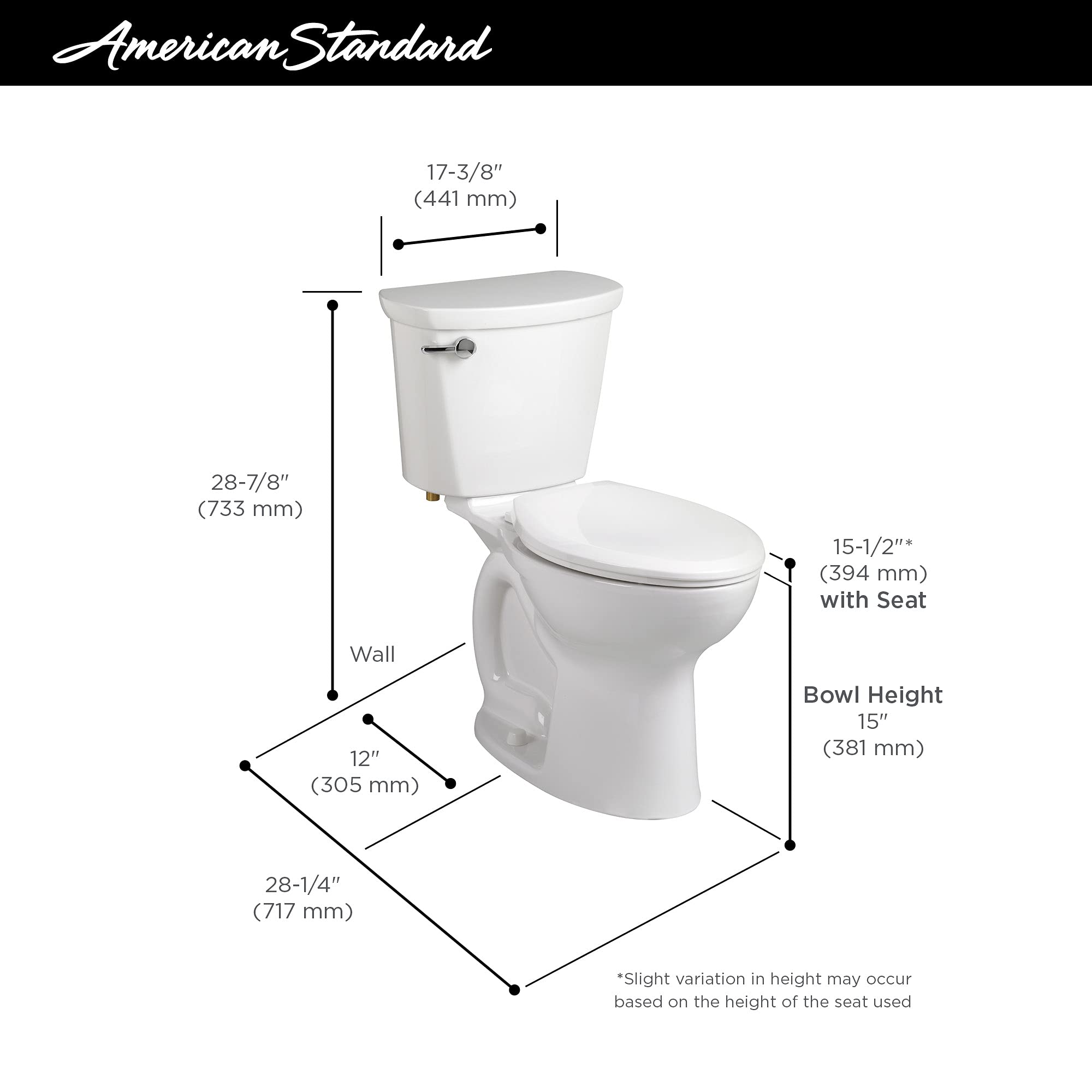 American Standard 215DA004.021 Cadet Pro 1.6 GPF 2-Piece Round Front Toilet with 12-in Rough-in, Bone