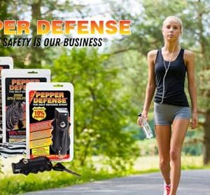 Pepper Defense 1/2 oz. Pepper Spray with Grip Holster and Keychain Attachment - Safety Twist Lock Glow Trigger - Maximum Strength 10% OC Formula - Self Defense Personal Protection (Zebra 1-Pack)