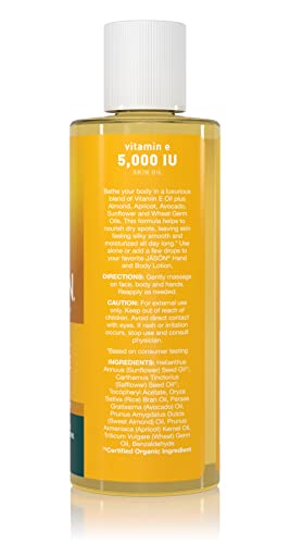 JASON Vitamin E 5,000 IU Moisturizing Body Oil, For Hair, Face, and Body, 4 Fluid Ounces