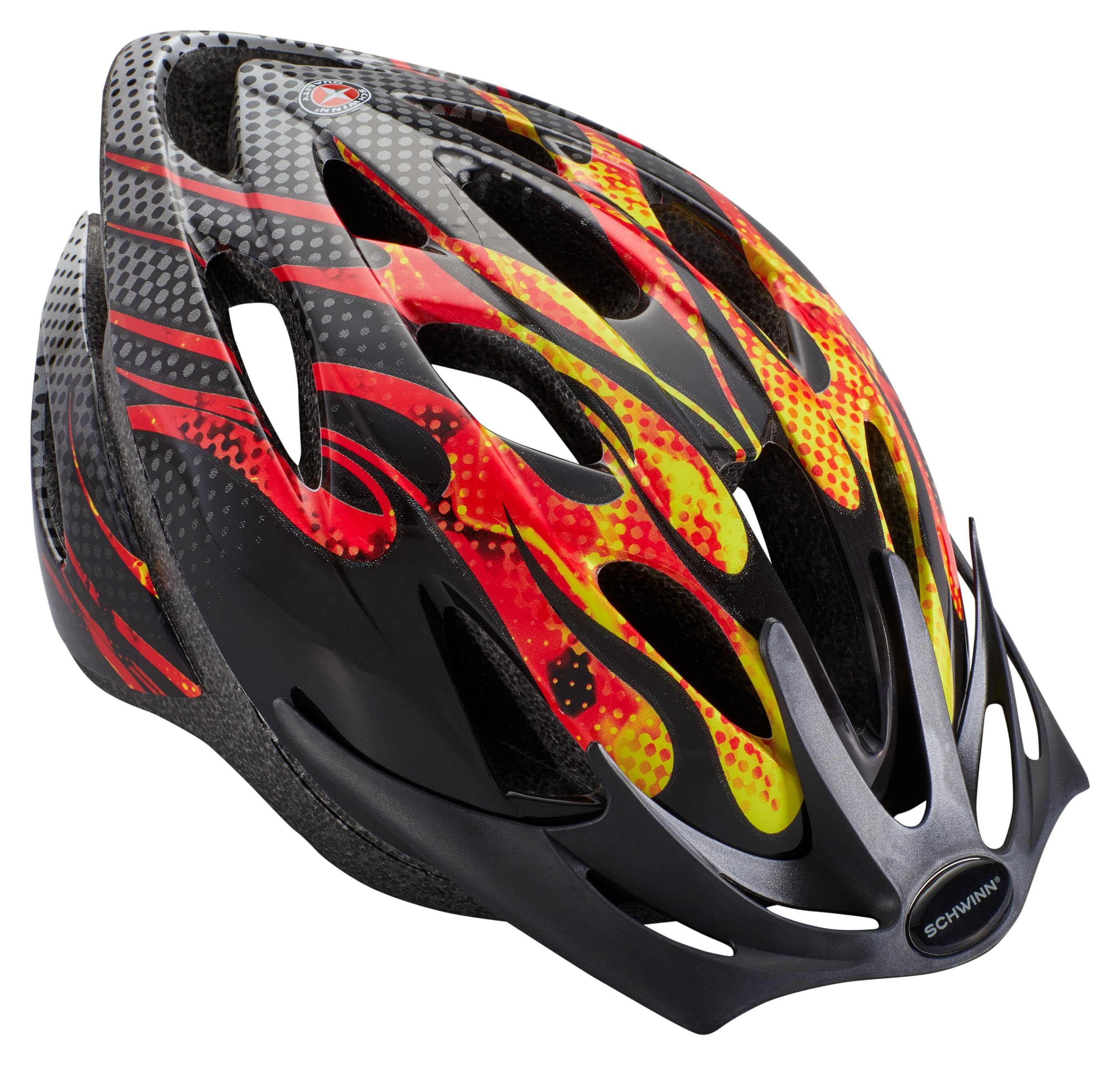 Schwinn Thrasher Kids Bike Helmet, Boys And Girls, Fits 50 - 54cm Circumference, Ages 5-8 Year Olds, Lightweight, Detachable Visor, CPSC Safety Certified, Child, Flames