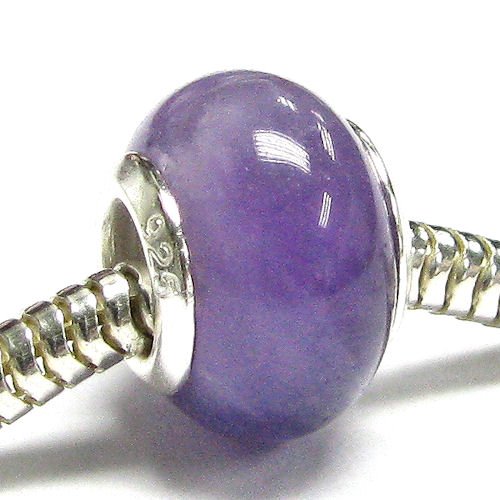 Dreambell 925 Sterling Silver Natural Amethyst Bead for European Charm Bracelets