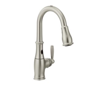 moen brantford spot resist stainless motionsense two-sensor touchless one-handle high arc pulldown kitchen faucet featuring reflex docking system, 7185esrs