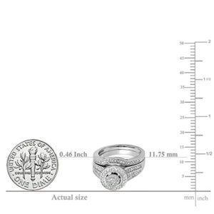 Dazzlingrock Collection Round White Diamond Halo Split Shank Wedding Ring Set for Women (0.50 ctw) in 925 Sterling Silver Size 7