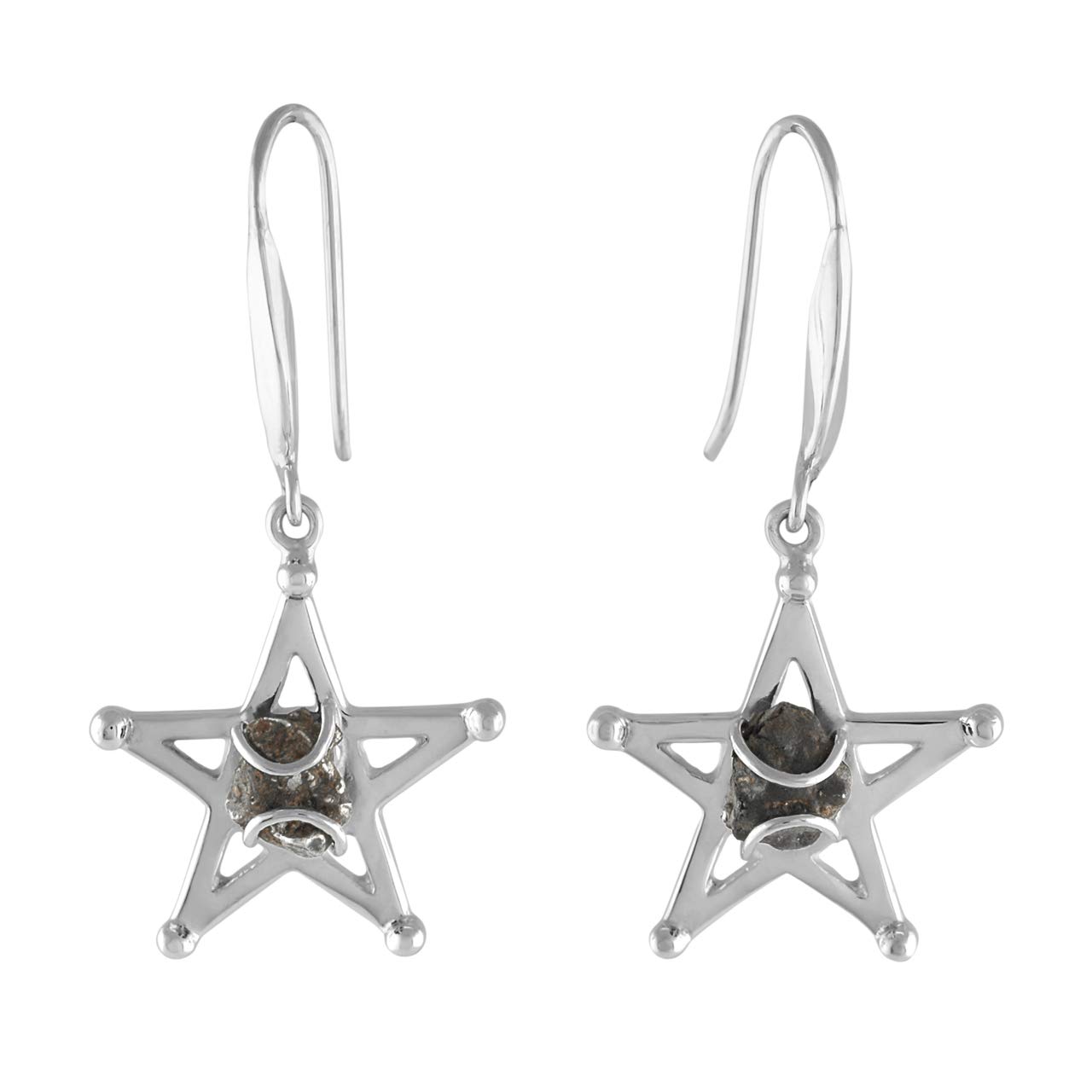 Starborn Sterling Silver Campo del Cielo Meteorite Star Earrings