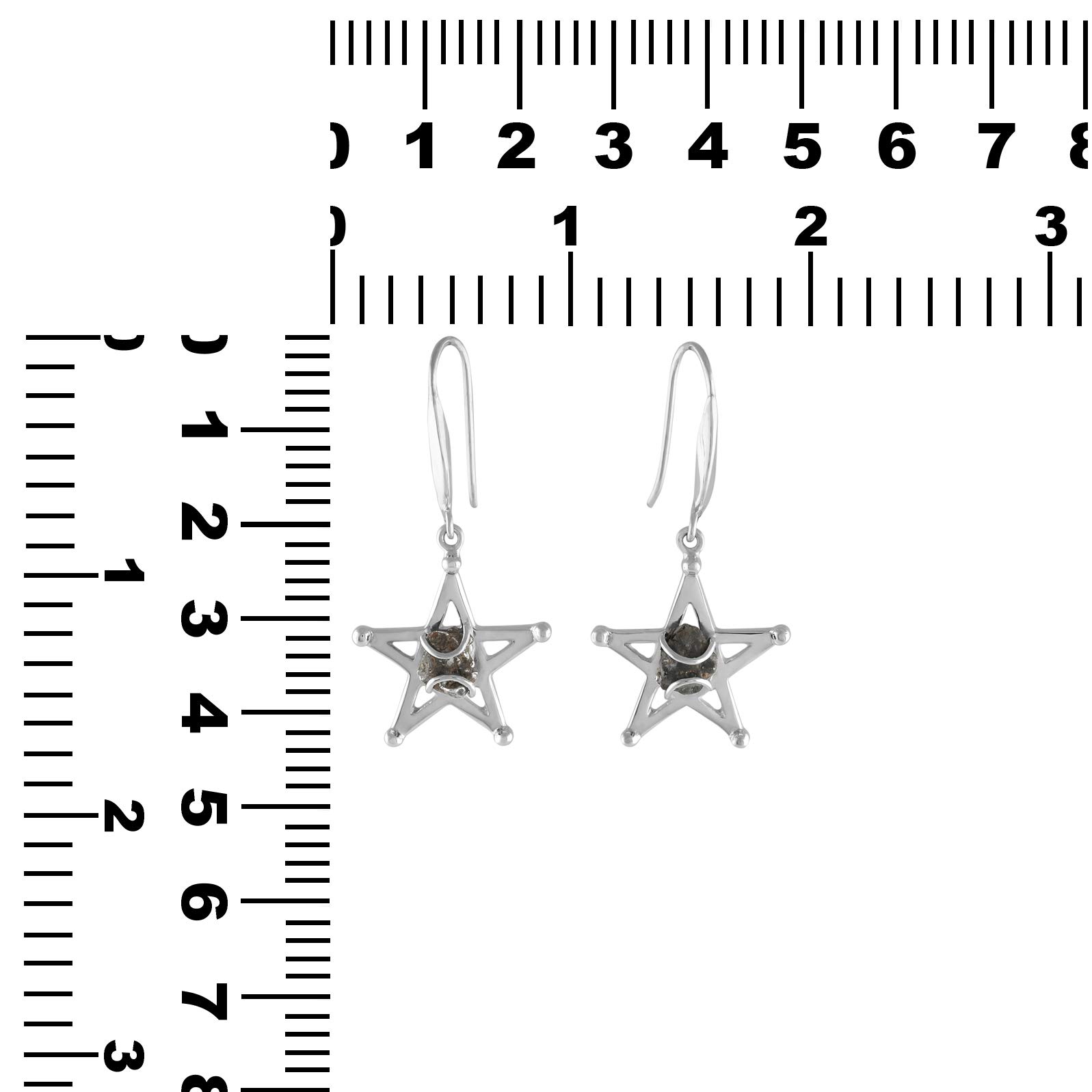 Starborn Sterling Silver Campo del Cielo Meteorite Star Earrings