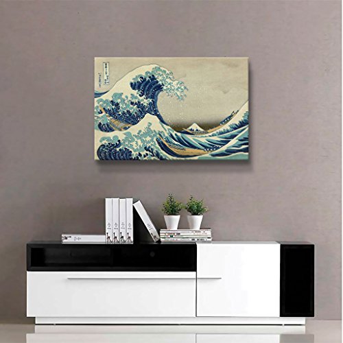 Art Wall 3-Piece The Great Wave Off Kanagawa by Katsushika Hokusai Gallery Wrapped Canvas Artwork, 24 by 36-Inch