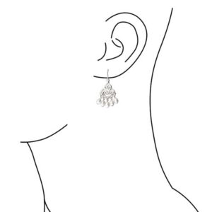 Boho Ethnic Indian Style White Freshwater Culture Pearl Fringe Chandelier Earrings Western Jewelry For Women Teen .925 Sterling Silver Fish hook