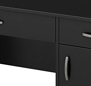 South Shore Small Computer Desk with Drawers, Pure Black