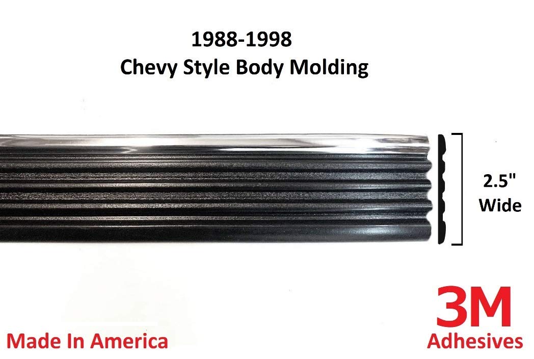 Automotive Authority Replacement Chrome Side Body Trim Molding for 1988-1998 Chevy GMC Tahoe Suburban Silverado Pickup Truck - 2.5" (Half Roll - 160")