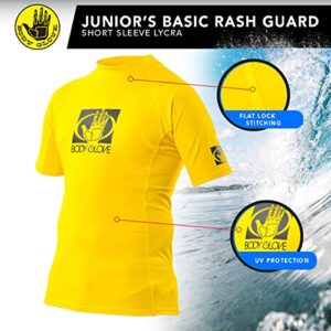 jetpilot Body Glove Junior Basic Fitted Short Sleeve Rash Guard, Yellow, Size 8