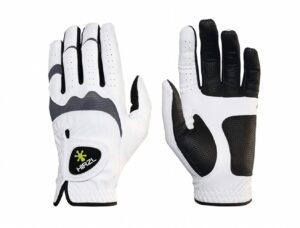 hirzl trust hybrid golf gloves mens worn on left hand (right handed golfer) super-strong kangaroo leather white / black small ultra grip mitt