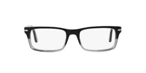 persol po3050v rectangular prescription eyewear frames, gradient black/demo lens, 55 mm