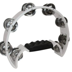 DD Pro Half Moon Tambourine -White Double Row Cutaway