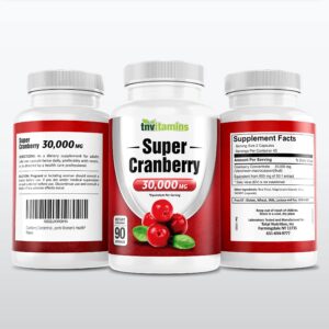 Cranberry Pills for Women & Men (30,000 MG x 90 Capsules) | Supports Urinary Tract Health* | Cranberry Concentrate Supplement | Bladder & Kidney Support* | Supports Women's Health* | Antioxidants