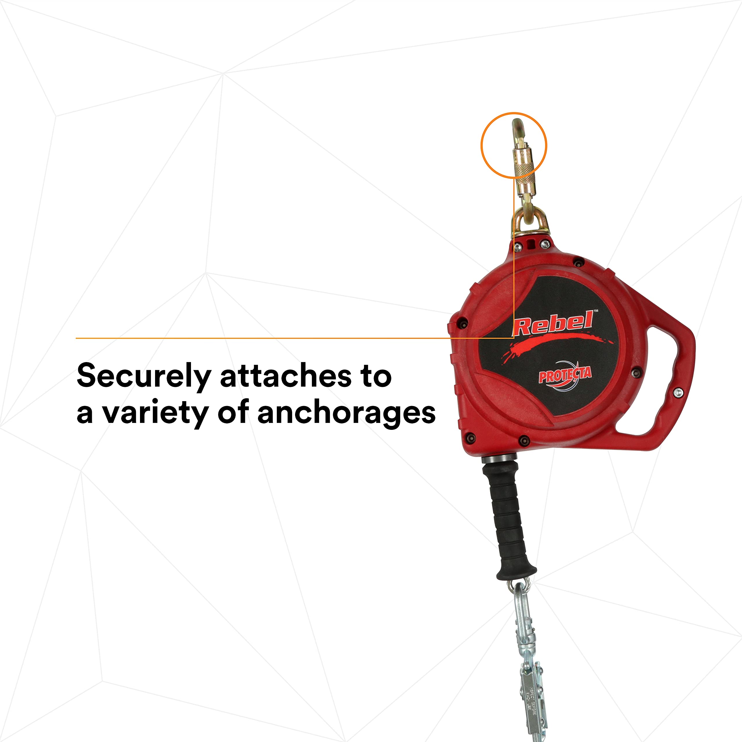 3M Personal Protective Equipment Protecta Rebel, 3590500 Self Retracting Lifeline, 33-Feet Galvanized Cable, Thermoplastic Housing, Carabiner, 420LB Capacity, Red