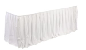 displays2go 13.5-feet long box pleated table skirt, 162-inch x 29-1/4-inch, white (bxsktwht13)