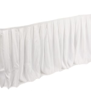 Displays2go 13.5-Feet Long Box Pleated Table Skirt, 162-Inch x 29-1/4-Inch, White (BXSKTWHT13)