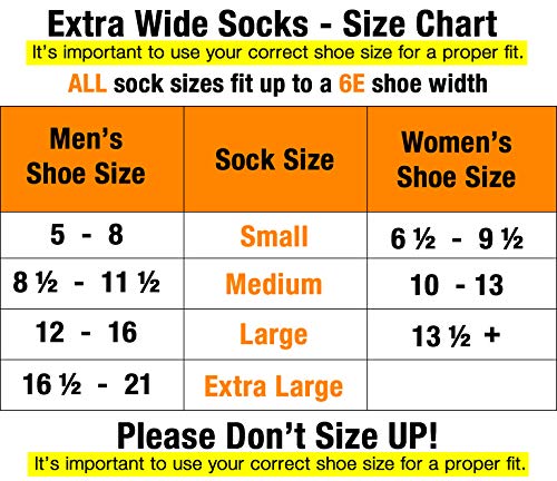 Extra Wide Comfort Fit Athletic Quarter Socks (Pack of 3) Fits Up to a 6E Width, Made in USA (X-Large, White)