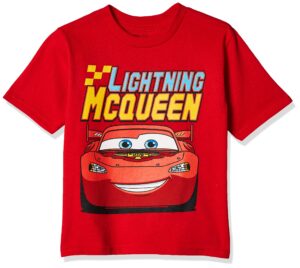 disney little boys' toddler cars lightning mcqueen toddler t-shirt, red, 2t