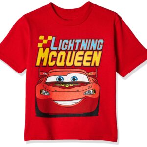 Disney Little Boys' Toddler Cars Lightning Mcqueen Toddler T-Shirt, Red, 2T