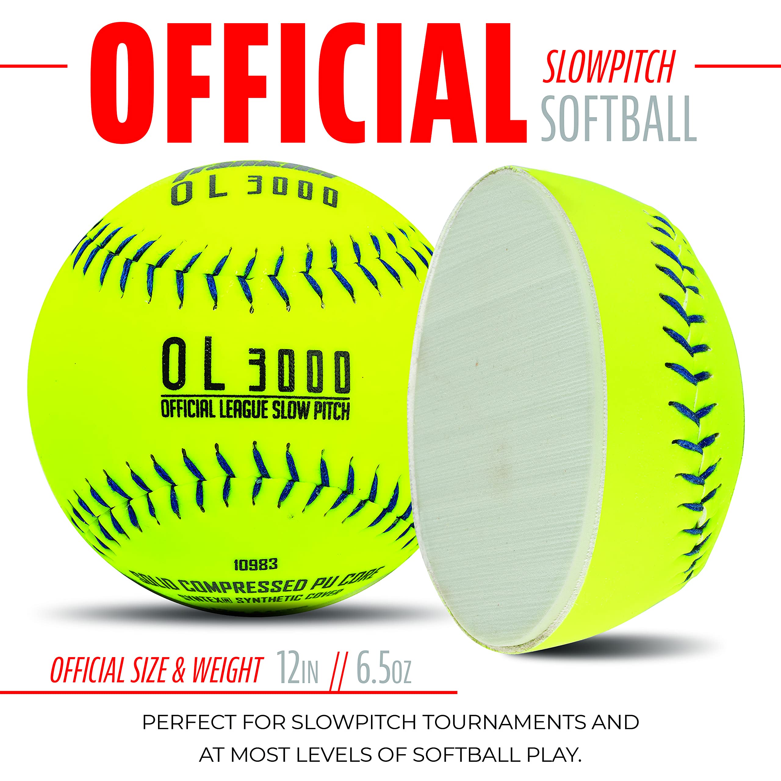 Franklin Sports 12" Slowpitch Tournament Softballs - Great for Practice + Training - Official Size + Weight - 1 Pack