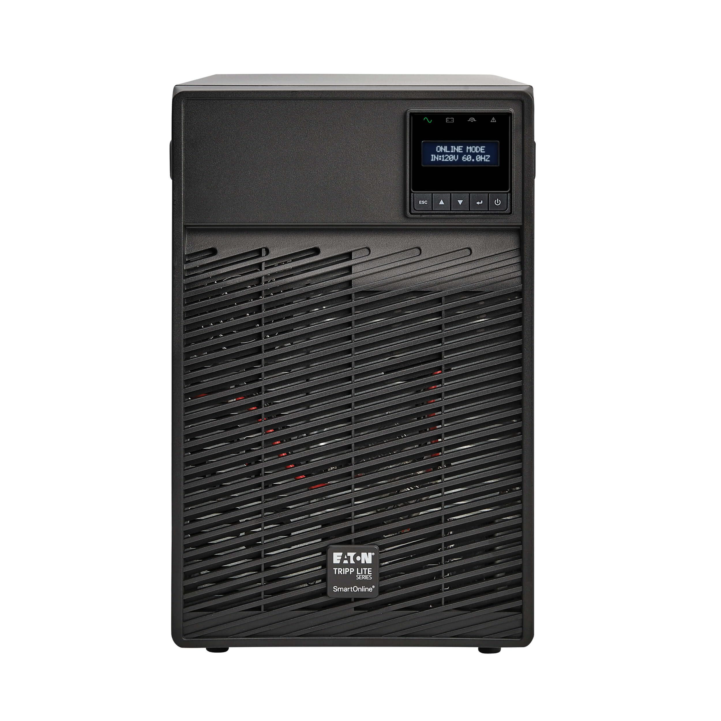 Eaton Tripp Lite Series SmartOnline 1000VA UPS Battery Backup Tower, Pure Sine Wave Double-Conversion, AVR 120V, 900W, 6 Outlets, USB, DB9, LCD Screen (SU1000XLCD)