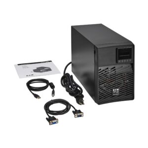 Eaton Tripp Lite Series SmartOnline 1000VA UPS Battery Backup Tower, Pure Sine Wave Double-Conversion, AVR 120V, 900W, 6 Outlets, USB, DB9, LCD Screen (SU1000XLCD)