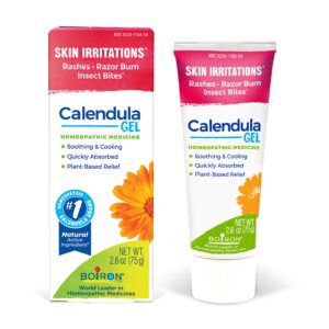 boiron calendula gel relief from rashes, skin irritations, razor burn, insect bites, or sunburns - non-greasy and fragrance-free - 2.6 oz