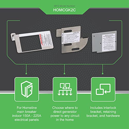 Square D - HOMCGK2C Homeline Cover Generator and QOM2 Frame Size Main Breaker Interlock Kit